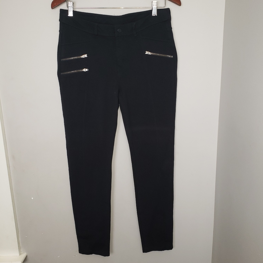 Athleta Black Ponte Moto Skinny Pants 10